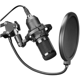 Мікрофон Mars Gaming MMIC-XT: Професійний студійний мікрофон з високою чіткістю 192Khz 24-bit, Kugelarm, антишоковий кріплення, поп-фільтр з металевої сітки, чорний