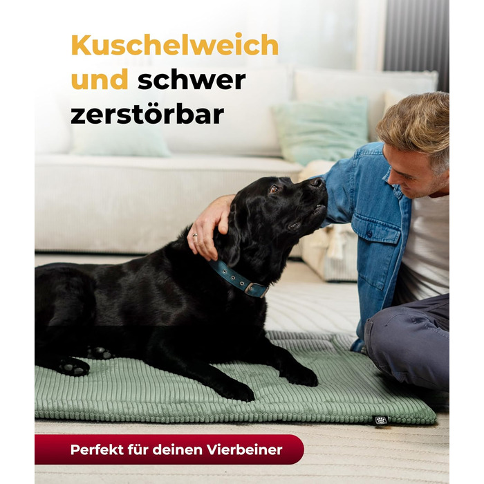 Килимок для собак HS-Hundebett® з флісовою накидкою, XS – Практичний та зручний лежак для собак – Зроблено в Німеччині (Зелений, 75x115 см)