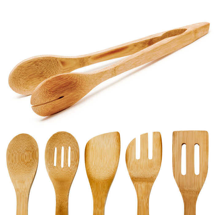 Relaxdays Kitchen Helper Set, 7-Piece Bamboo