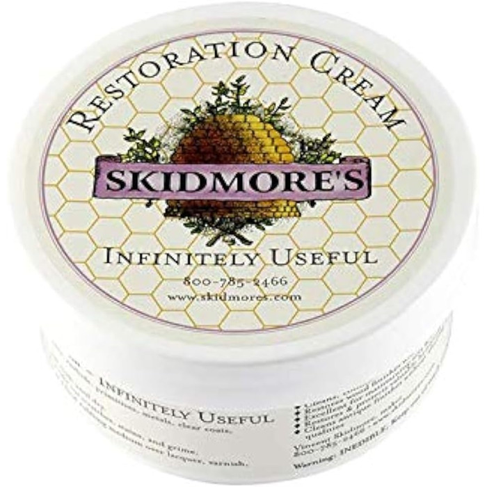 Skidmore's Restorative Cream | True restorative, softening, and nourishing balm for leather and wood | 100% natural, non-toxic formula