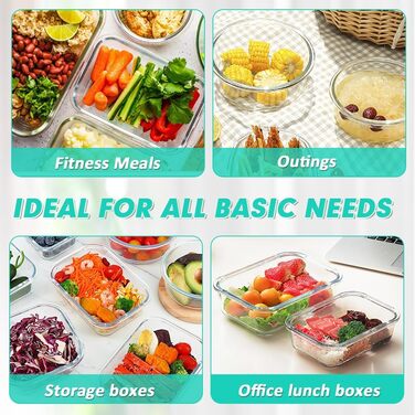 Набір контейнерів Verones 24 шт. з кришкою, повітріобмінний, скляний, для зберігання їжі, зелений