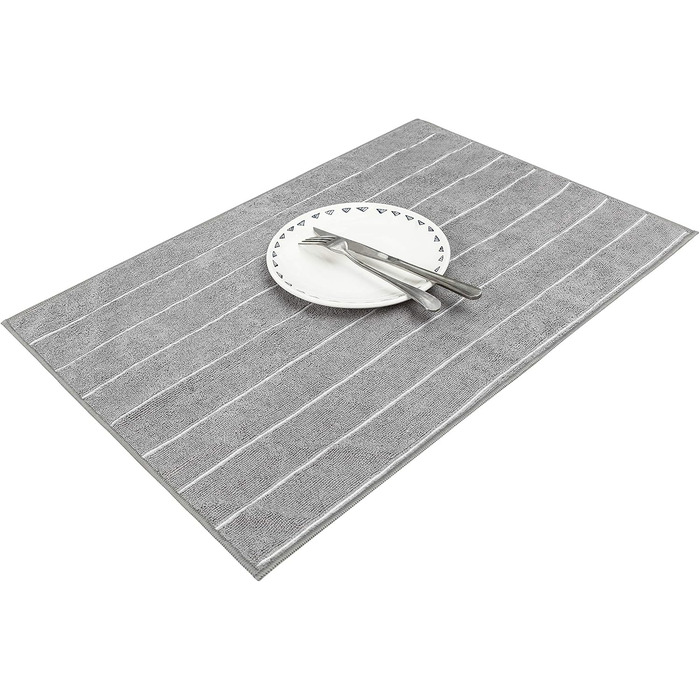 HYER KITCHEN Microfiber Towels - 8 Pack Striped (Color-coordinated - soft, super absorbent, and lint-free, 66 x 45.7 cm, Gray and Camel (gray) gray