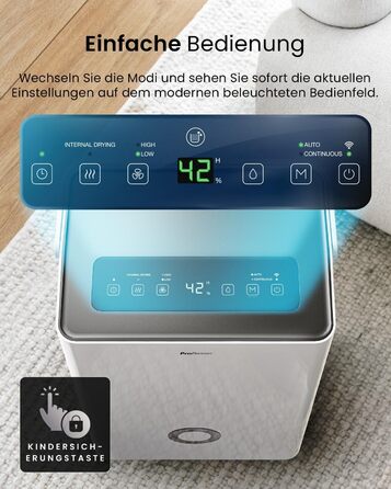 Про Breeze Зволожувач повітря 30л/24г - електричний з Wi-Fi та додатком - датчик вологості, 4л бак, таймер, шланг - від вологи та плісняви