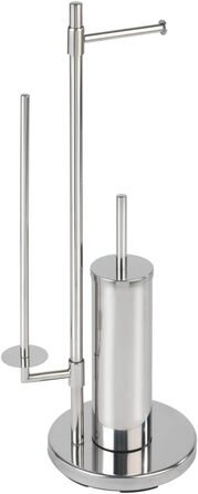 Набір для туалету WENKO Neo: тримач туалетного паперу та щітки, нержавіюча сталь, сріблястий, 30 x 73 x 20 см