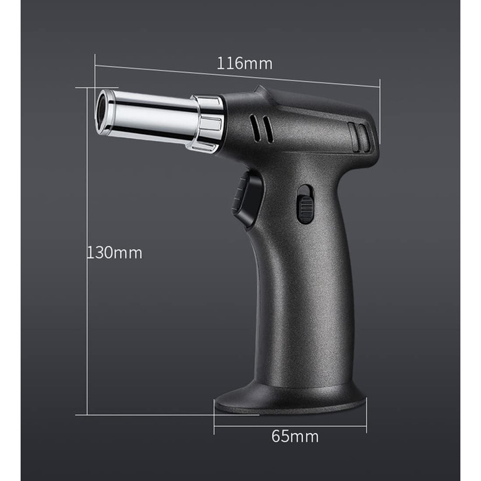 Кулінарний пальник-газовий обпалювач ibforcty, багаторазовий кухонний пальник з регулюванням полум'я та замком безпеки для десертів, крем-брюле та BBQ, чорний