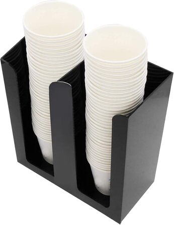 Together-Life Paper Cup Organizer Dispenser, Disposable Cup Lid Holder, Display Storage, Coffee, Milk, Tea Shop, Restaurant Supplies, Halloween Party Accessories (2 Compartments, black)