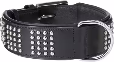 Nobby Leather Collar VINTO, black 60 cm (53-58 cm), 50 mm, 1 piece