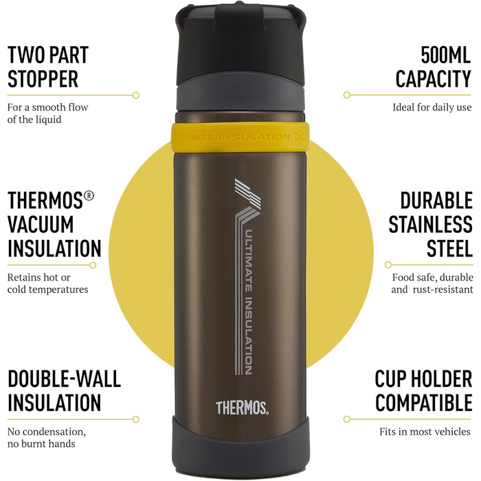 Термос Ultimative MK II вакуумна ізольована пляшка - 500 мл (колір: коричневий, антрацит)