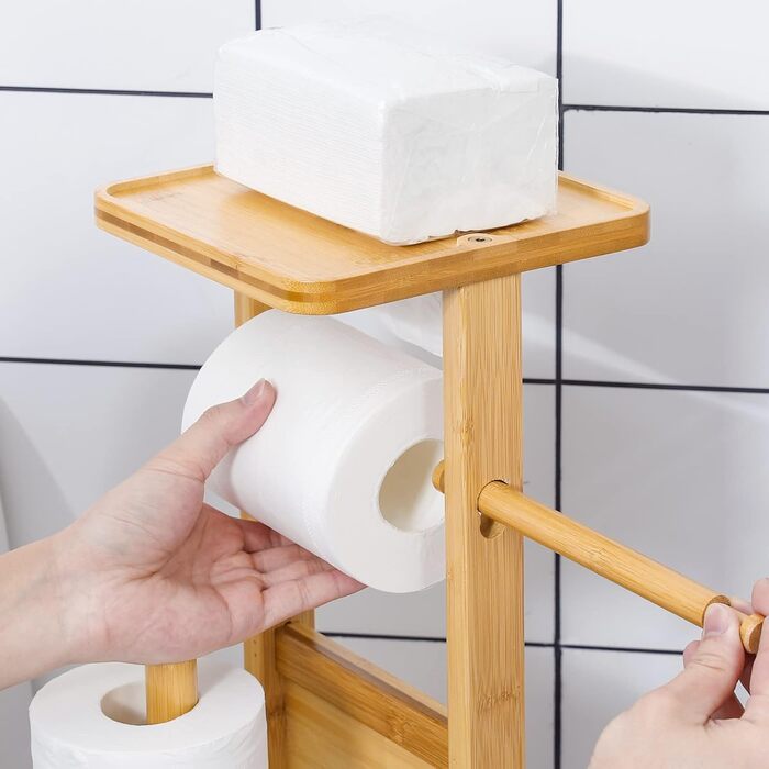 Набір для ванної кімнати Yorbay з бамбука: тримач туалетного паперу, тримач для щітки та підставка для смартфона