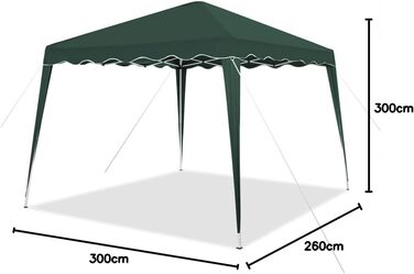 Foldable Pavilion 3x3m incl. Bag | Water-resistant, UV 50+ Protection | Pop-Up Tent, Foldable Pavilion Garden Tent, Party Tent, Capri | Click System Metal Frame (Green)