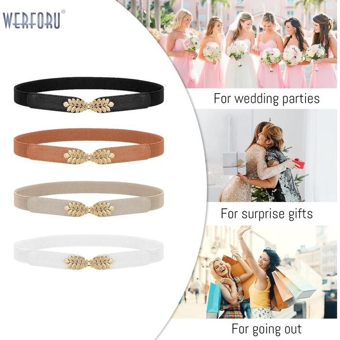 Еластичний пояс для жінок WERFORU: широкий, вінтажний, для суконь, чорний, білий, коричневий, бежевий, обхват талії 82-99 см