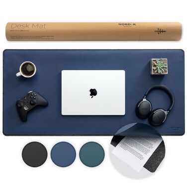 Килимок для миші та клавіатури Nordik Große Filz, 89x43 см, подвійний темно-синій - захист столу, офісний килимок