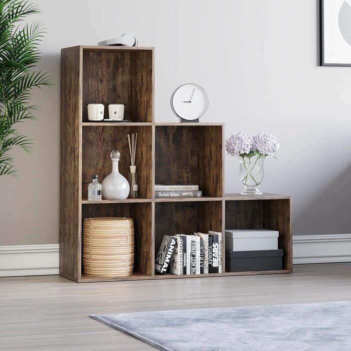 Стелаж для зберігання Vida Designs Durham, 6 кубів, темне дерево, книжкова полиця для вітальні