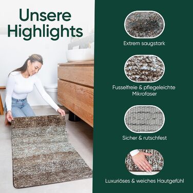 Килимок для ванної кімнати 50x80 см, антиковзаючий - килимок для ванної кімнати, великий, пральний | Високоякісні килимки для ванної кімнати, килими, підлоги для ванної кімнати, килимки для душу для ванної кімнати, душу та інше | чорний (50 x 80 см, Бежев