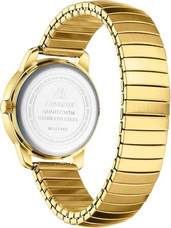 Жіночий годинник LN LENQIN: Водонепроникні годинники для жінок з нержавіючої сталі, кварцовий механізм, регульований ремінець (Золотий/Чорний)