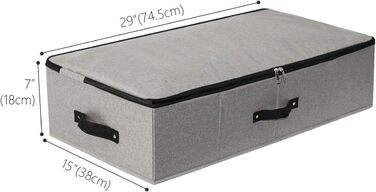 Складана коробка для зберігання під ліжком, 90x42x18 см, чорно-сіра. Органайзер для ковдр, одягу, постільної білизни. Підходить для спальні та шафи.