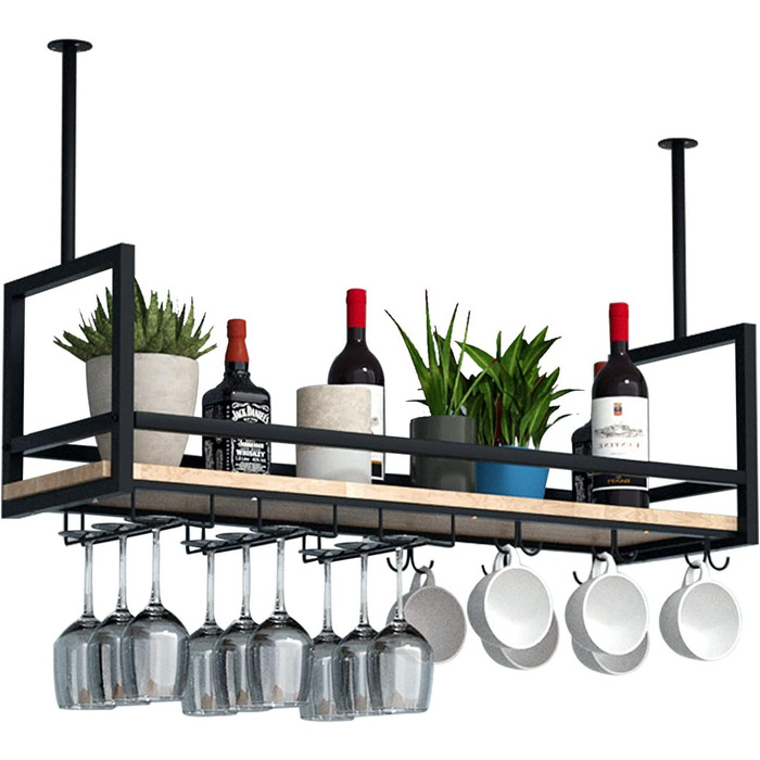 Металевий настінний/підвісний стелаж для вина DSVONAUS, 140x30x60 см - для бару, ресторану, кафе, кухні