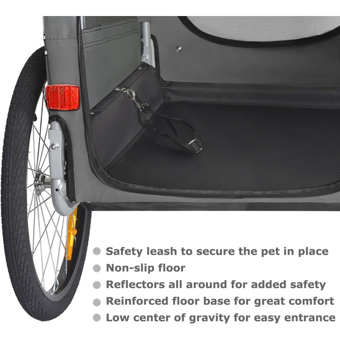 DOGGYHUT® Преміум велосипедний причіп для собак середнього розміру до 23 кг, складаний (сірий)