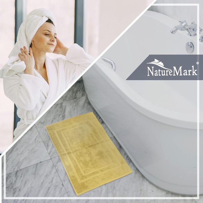 Набір бавовняних килимків для ванної кімнати NatureMark, 100% бавовна, 50 x 80 см, жовті (2 шт)