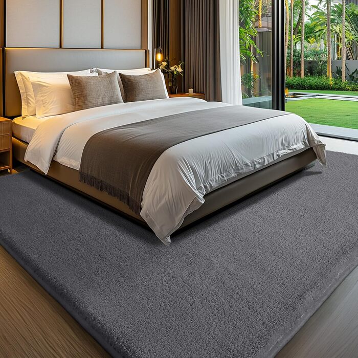 Килимок для вітальні та дитячої кімнати 160x230 см, сірий, з коротким ворсом, миючий, антиковзаюча підкладка