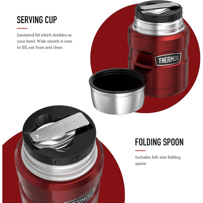 Термос King Thermoskanne / Thermosflasche для їжі, 0.47 л, нержавіюча сталь, Червоний (Cranberry Red)