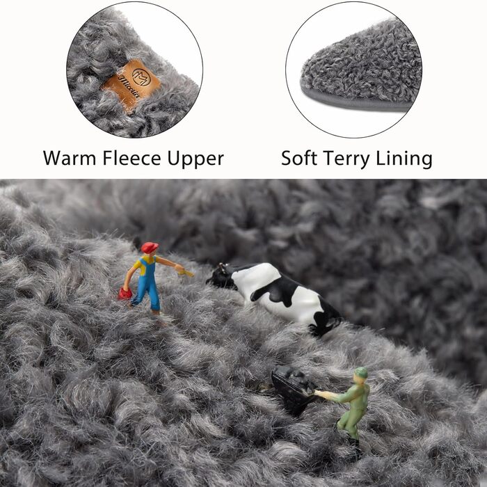 Тапочки зимові для жінок та чоловіків з меморі-піною, плюшеві, м'які, антиковзні, сірі, 38.5/40 EU