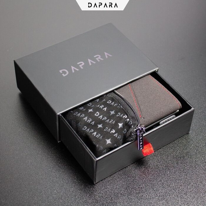 Чоловічий гаманець DAPARA | Тонкий гаманець з відділом для монет та RFID-захистом | Портмоне для чоловіків | Для 12 карт | Гаманець з карбоновим покриттям, червоний (мікрофібра)