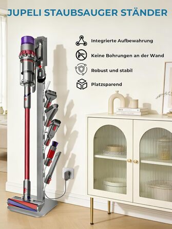 Підставка для пилососа Dyson V16, Gen5, V15, V12, V11, V10, V8, V7, V6 – металева, настільна, з 4 гаками, без свердління, срібляста