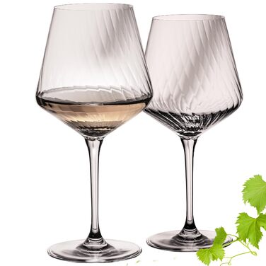 Набір з 6 білих винних келихів 'London' 460мл з кристалічного скла, з рифленням. Келихи для Різлінг, Шардоне (2 шт.)