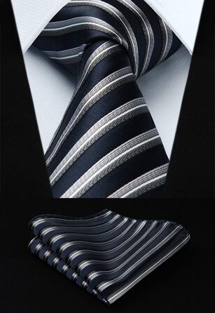 Набір краваток чоловічих HISDERN (5 шт.) з кишеньковим хустиною. Класичний елегантний аксесуар для весілля. Шовкові краватки та хустинки для чоловіків у подарунковій коробці.