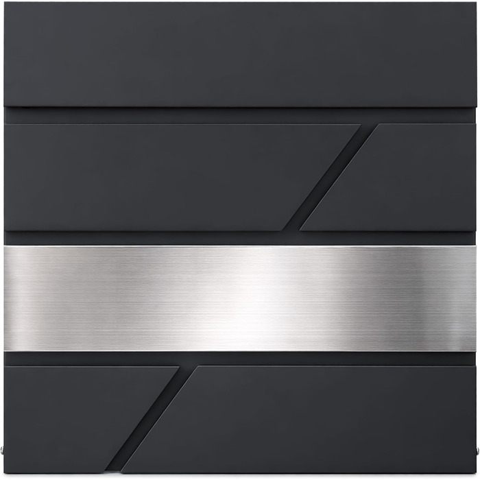 Поштовий ящик Verda з газетницею, нержавіюча сталь, антрацит, 37x37x11 см, з ключами, вікном та табличкою для імені - сучасний вуличний поштовий ящик