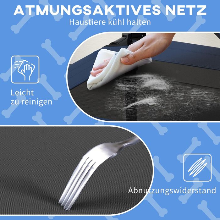 PawHut Підвищене собаче ліжко з балдахіном, Outdoor лежанка для собак з дахом, дихаюча, для міні та дрібних собак, Оксфорд, 61 x 46 x 63 см