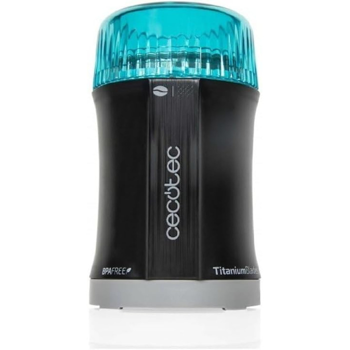 Електрична кавомолка Cecotec TitanMill 200 Вт для кави, спецій, зерна. Титанове покриття, 50 г, BPA Free, чорний & аквамарин