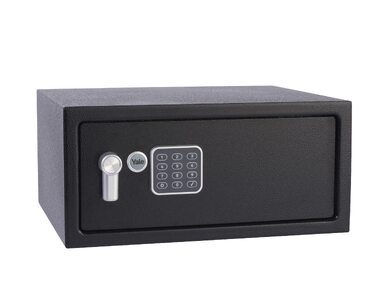 Електронний готельний сейф Yale YLG/200/DB2 на 24 л з LCD-дисплеєм, кодовим замком та можливістю кріплення до стіни або підлоги, чорний (для ноутбуків)