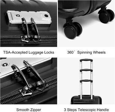 Чемодан ручної опішки British Traveller, середній, 64*43*26.5 см, з TSA-замком, ABS+PC, 24'+28' (Чорний)