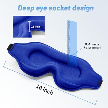 Маска для сну для чоловіків та жінок, 3D-контурна, блокує світло, з регульованим ремінцем, дихаюча та м'яка, для сну, йоги, подорожей (Блакитна)