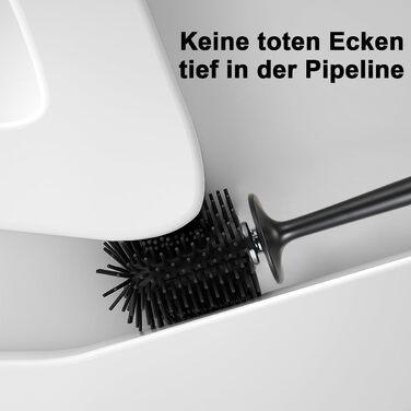 Набір для туалету: щітка з тримачем, силіконова щітка для унітазу, довга ручка, швидке висихання, настінний/підлоговий монтаж (білий та чорний)