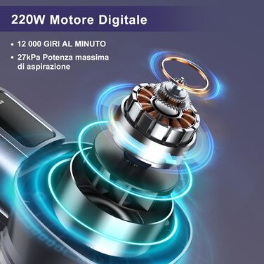 Бездротовий пилосос Lubluelu 27000Pa, 220W, 50 хвилин роботи, з антинамотуванням щетини та 2 фільтрами, для твердих поверхонь, килимів та шерсті тварин