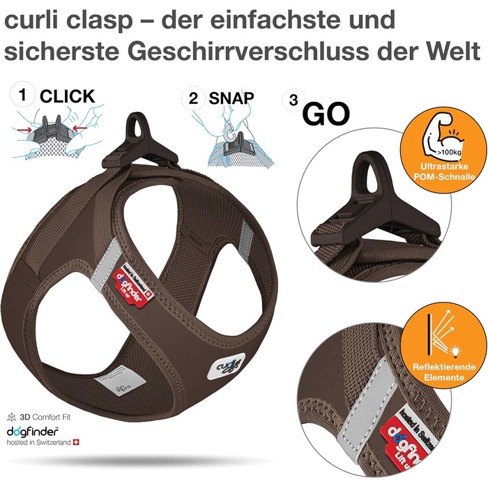 Шлейка для собак Curli Clasp Softshell (S, Коричневий)