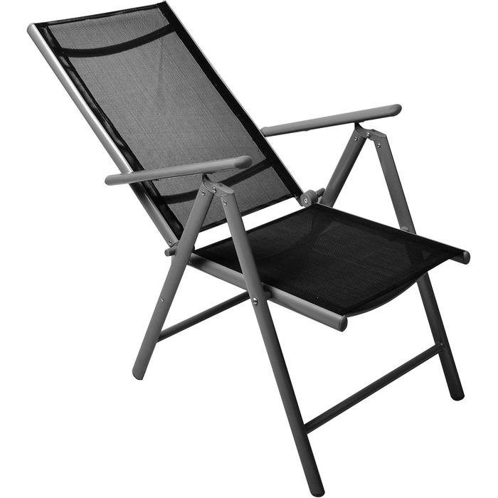 Набір садових складних стільців Nexos 4 шт. для саду, тераси, кемпінгу - алюмінієвий каркас, чорний
