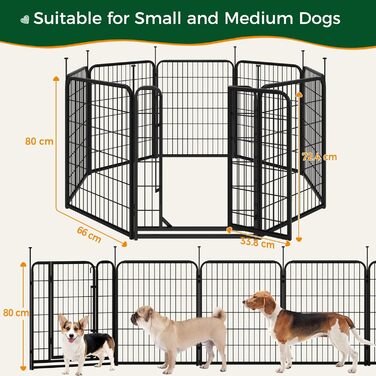 Вольєр для собак Yaheetech 8-секційний, 80 см, для квартири та саду, збірка без інструментів