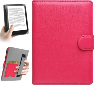 Чохол для електронного читача 6-7 дюймів: Pocketbook, Tolino, Sony, Kindle, Kobo. Шкіряний чохол, зелений (рожевий)