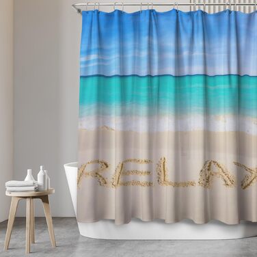 Штора для душу 180x200 см Take It Easy з кільцями (12 шт.) - водонепроникна, антибактеріальна, з малюнком, текстильна, сертифікат Öko-Tex