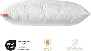 Sleepling 2er Set Pillow Comfort 300, Pillows made of 100% Cotton Satin, adjustable height, size guarantee, filling amount guarantee, 60 degrees, Ökotex 100, 80 x 80 cm, white 2 80 x 80 cm