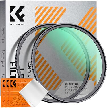 Фільтри K&F Concept Black Mist 1/4 та 1/8, 67mm, Black Promist Filtersets, Nano-Klear (Ефектний фільтр дифузії)