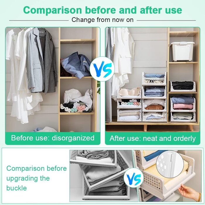 THATSRAD 3-Tier Drawer Box Closet Drawer Boxes Stackable Shelf for Closet Interior Foldable Storage Boxes Drawer White Stackable Drawers for Clothes Bedroom Kitchen Bathroom