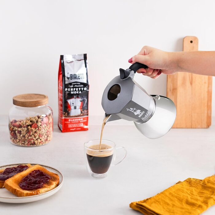 Bialetti Brikka Induction Coffee Maker, 4 Cups (170 ml), Espresso like at the bar, suitable for all stovetops, elegant design, Silver 4 cups BRIKKA INDUCTION Single