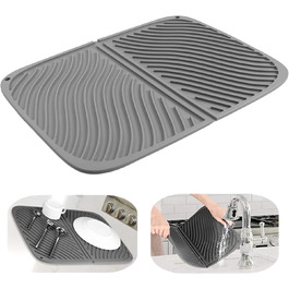 Силіконовий килимок для посуду IYYI, 43.2 x 30.5 см, сірий - швидковисихаючий, термостійкий