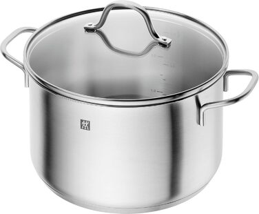 Набір каструль ZWILLING Flow, 5 предметів, з кришкою з термостійкого скла, для індукційних плит, не має покриття, з нержавіючої сталі, колір Black