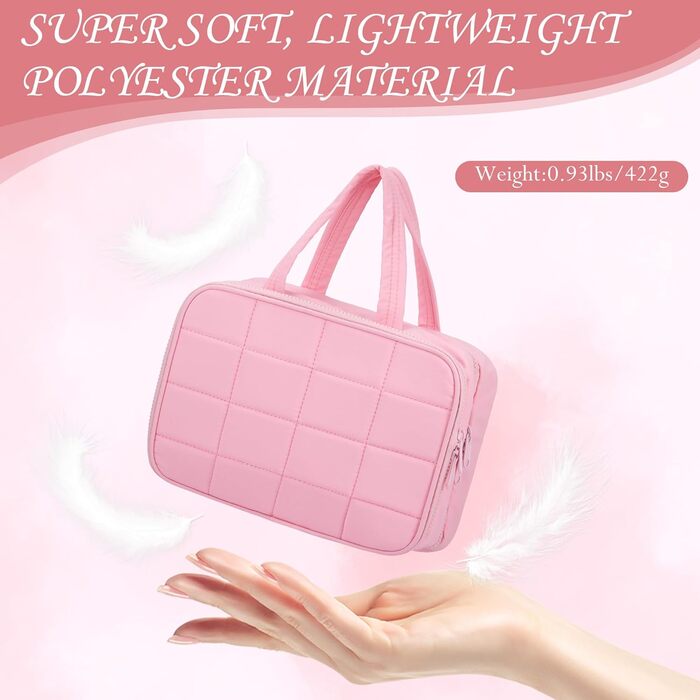 Кришталево-рожева дорожня косметичка для жінок з організатором для прикрас та гачком, водонепроникна, з кількома відділеннями